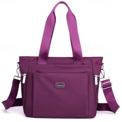 Women's Waterproof Nylon Shoulder Bag – Large Capacity Tote with Detachable Strap for Travel, Work, and Daily Use
