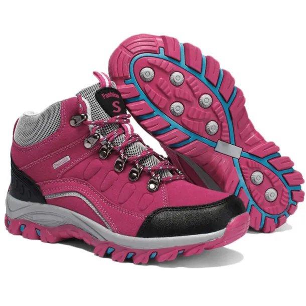 Women's Waterproof Purple Hiking Boots with Lace-Up Closure and Cushioned Sole - Ideal for Outdoor Adventures
