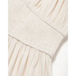 Women's Wedding Guest/Party Maxi Dress White Smocked Waist V-Neck 3/4 Sleeve Formal Elegant Dress dress to impress 2024