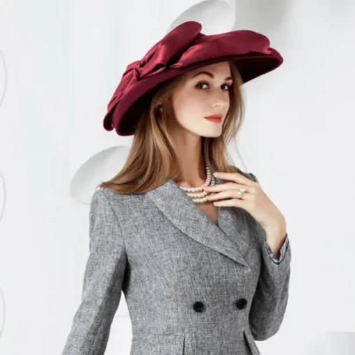 Women's Wedding Party Hats Elegant Classical Feminine Style Wool Silk Hats Headpiece for Tea Party Ladies Day Headpiece Headwear
