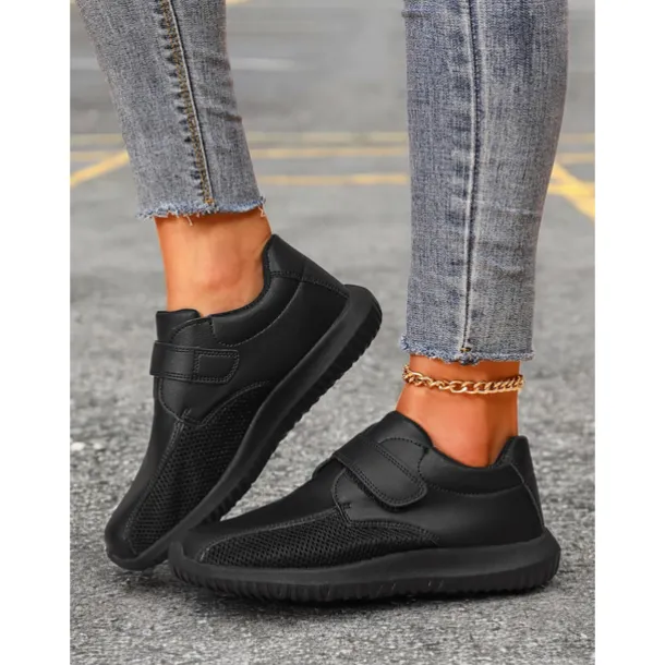 Women's White Breathable Mesh Sneakers with Velcro Strap – Lightweight Athletic Shoes for Walking and Fitness