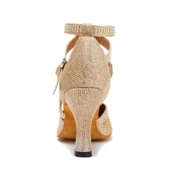 Women's White Crystal - Encrusted Strappy Dance Shoes, Soft Suede Sole & Round Toe, Elegant for Ballroom & Latin Dance