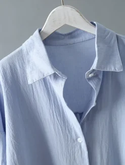 Women's White Dress Shirt Dress Cotton Linen Dress Midi Dress Office Vacation Linen Basic Casual Shirt Collar Button Long Sleeve Summer Spring Loose Fit Plain