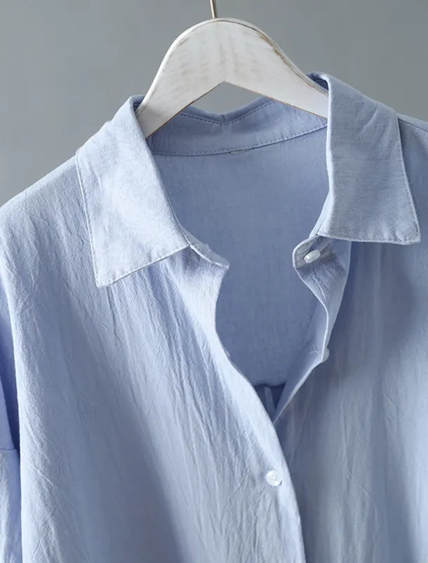 Women's White Dress Shirt Dress Cotton Linen Dress Midi Dress Office Vacation Linen Basic Casual Shirt Collar Button Long Sleeve Summer Spring Loose Fit Plain