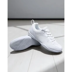 Women's White Flyknit Jazz Dance Sneakers - Lightweight Breathable Lace-Up Professional Training Shoes for Stage and Studio
