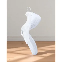 Women's White Flyknit Jazz Dance Sneakers - Lightweight Breathable Lace-Up Professional Training Shoes for Stage and Studio