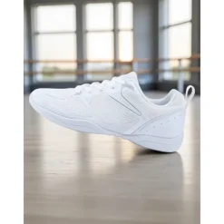 Women's White Flyknit Jazz Dance Sneakers - Lightweight Breathable Lace-Up Professional Training Shoes for Stage and Studio