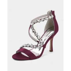 Women's White Rhinestone Strappy High Heel Sandals - Elegant Open Toe Dress Shoes for Cocktail Parties and Formal Events
