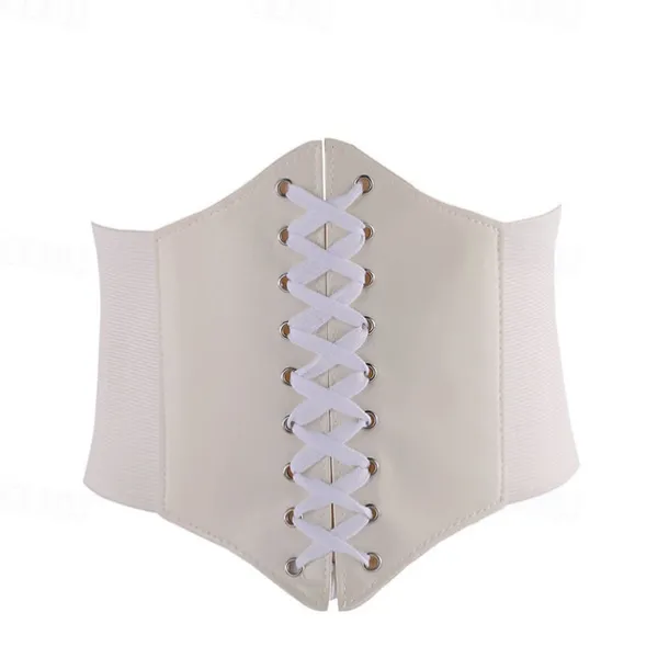 Women's Wide Belt Corset Belt PU Leather Buckle Free Geometric Formal Party Daily White Black Red Coffee