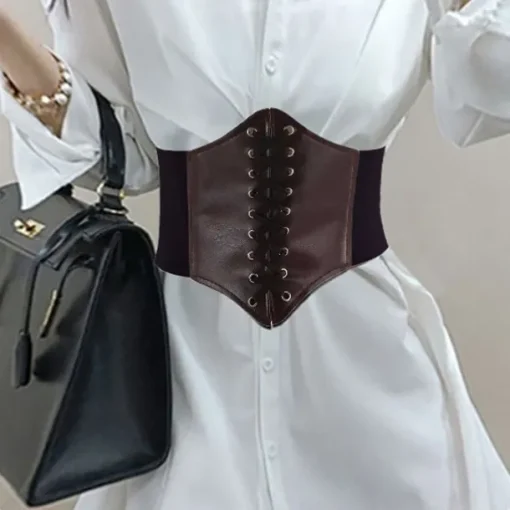 Women's Wide Belt Corset Belt PU Leather Buckle Free Geometric Formal Party Daily White Black Red Coffee