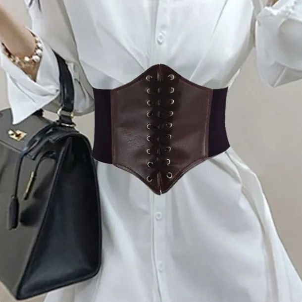 Women's Wide Belt Corset Belt PU Leather Buckle Free Geometric Formal Party Daily White Black Red Coffee