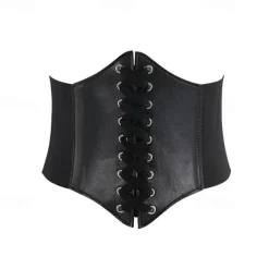 Women's Wide Belt Corset Belt PU Leather Buckle Free Geometric Formal Party Daily White Black Red Coffee