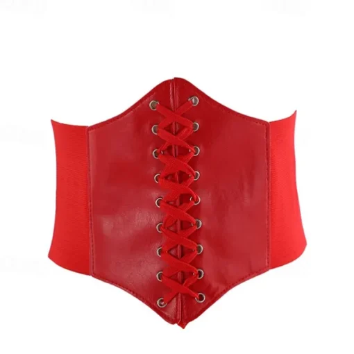 Women's Wide Belt Corset Belt PU Leather Buckle Free Geometric Formal Party Daily White Black Red Coffee