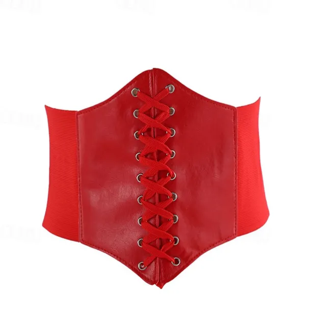 Women's Wide Belt Corset Belt PU Leather Buckle Free Geometric Formal Party Daily White Black Red Coffee