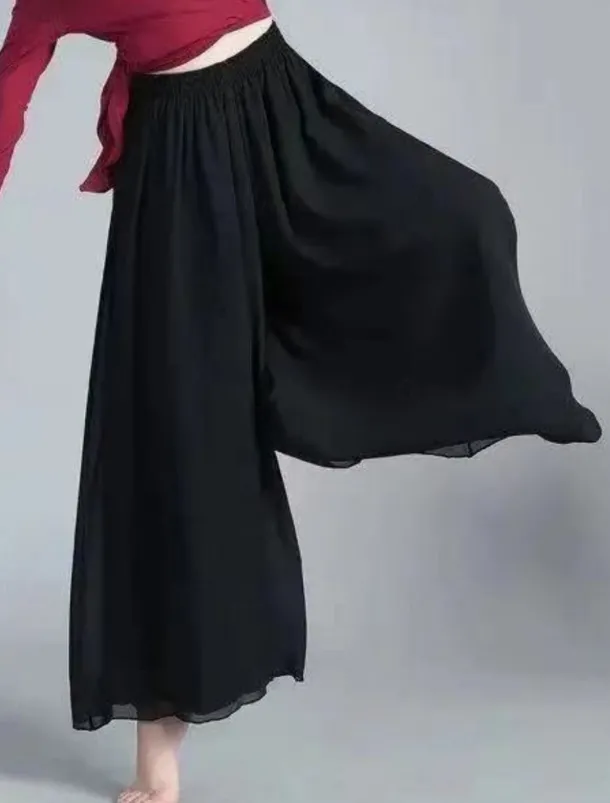 Women's Wide Leg Chinos Active Classic Style Full Length High Waist Plain Elastic Waistband Comfy Soft Comfortable Micro-elastic Outdoor Vacation Street Black White Summer Regular Fit