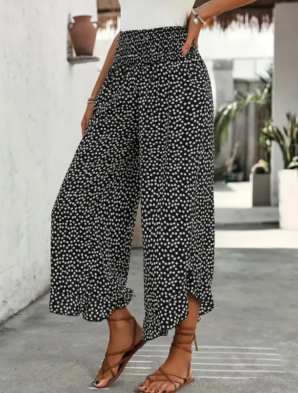 Women's Wide Leg Chinos Fashion Streetwear Full Length High Waist Polka Dot Pocket Elastic Waistband Print Comfy Soft Comfortable Micro-elastic Outdoor Street Black Red Green Spring Fall Regular Fit