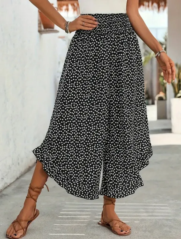 Women's Wide Leg Chinos Fashion Streetwear Full Length High Waist Polka Dot Pocket Elastic Waistband Print Comfy Soft Comfortable Micro-elastic Outdoor Street Black Red Green Spring Fall Regular Fit