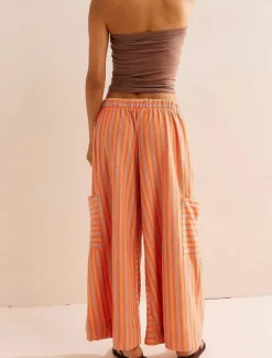 Women's Wide Leg Chinos Vacation Fashion Streetwear Full Length High Waist Plain Elastic Waistband Printing Comfy Soft Comfortable Micro-elastic Outdoor Vacation Street Orange red Blue Orange Green