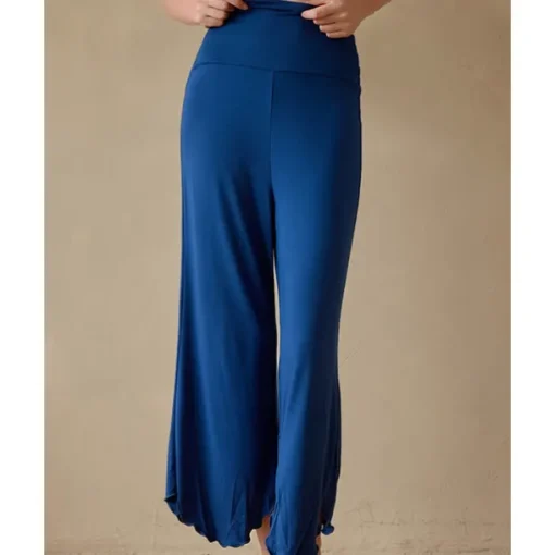 Women's Wide Leg Pants Yoga Pants Cropped Pants High Waist Yoga Fitness Pilates Pants Apricot Black Blue Spandex Winter Sports Activewear High Elasticity