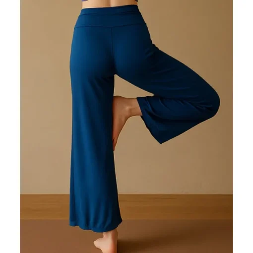 Women's Wide Leg Pants Yoga Pants Cropped Pants High Waist Yoga Fitness Pilates Pants Apricot Black Blue Spandex Winter Sports Activewear High Elasticity