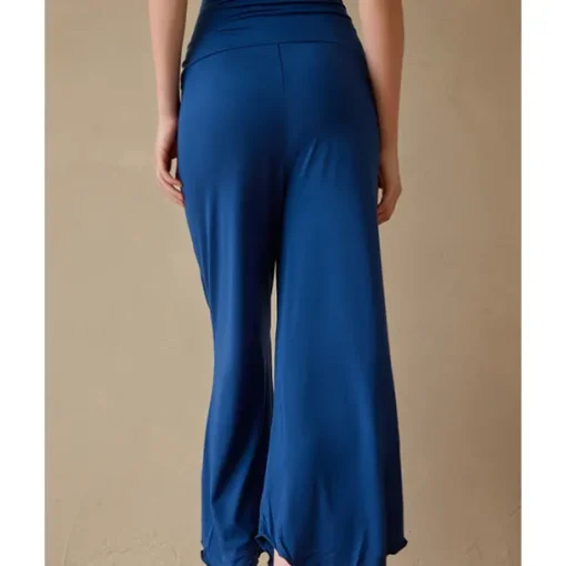 Women's Wide Leg Pants Yoga Pants Cropped Pants High Waist Yoga Fitness Pilates Pants Apricot Black Blue Spandex Winter Sports Activewear High Elasticity