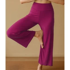 Women's Wide Leg Pants Yoga Pants Cropped Pants High Waist Yoga Fitness Pilates Pants Apricot Black Blue Spandex Winter Sports Activewear High Elasticity