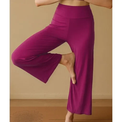 Women's Wide Leg Pants Yoga Pants Cropped Pants High Waist Yoga Fitness Pilates Pants Apricot Black Blue Spandex Winter Sports Activewear High Elasticity