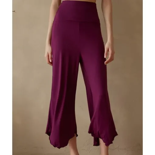 Women's Wide Leg Pants Yoga Pants Cropped Pants High Waist Yoga Fitness Pilates Pants Apricot Black Blue Spandex Winter Sports Activewear High Elasticity