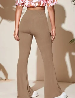 Women's Wide Leg Tights Casual / Sporty Full Length High Waist Plain High Cut Comfy Soft Comfortable Micro-elastic Yoga Camel Black Wine Khaki Spring & Fall Regular Fit