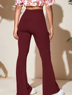 Women's Wide Leg Tights Casual / Sporty Full Length High Waist Plain High Cut Comfy Soft Comfortable Micro-elastic Yoga Camel Black Wine Khaki Spring & Fall Regular Fit