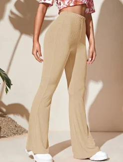 Women's Wide Leg Tights Casual / Sporty Full Length High Waist Plain High Cut Comfy Soft Comfortable Micro-elastic Yoga Camel Black Wine Khaki Spring & Fall Regular Fit