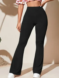 Women's Wide Leg Tights Casual / Sporty Full Length High Waist Plain High Cut Comfy Soft Comfortable Micro-elastic Yoga Camel Black Wine Khaki Spring & Fall Regular Fit