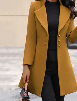 Women's Winter Coat Athleisure Holiday Daily Wear Fall Winter Regular Coat Regular Fit Stylish Casual Jacket Long Sleeve Solid Color Fur Collar Black Yellow Gray
