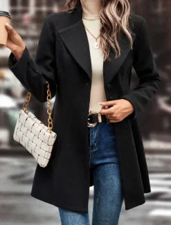 Women's Winter Coat Athleisure Holiday Daily Wear Fall Winter Regular Coat Regular Fit Stylish Casual Jacket Long Sleeve Solid Color Fur Collar Black Yellow Gray