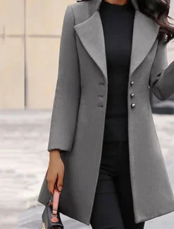 Women's Winter Coat Athleisure Holiday Daily Wear Fall Winter Regular Coat Regular Fit Stylish Casual Jacket Long Sleeve Solid Color Fur Collar Black Yellow Gray