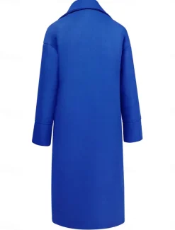 Women's Winter Coat Coat Cloak / Capes Windproof Warm Pocket Casual Street Style Plain Vacation Work Street Daily Wear Single Breasted Turndown Loose Fit Long Sleeve Outerwear Red Blue Green Fall