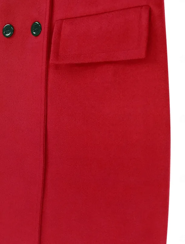 Women's Winter Coat Coat Cloak / Capes Windproof Warm Pocket Casual Street Style Plain Vacation Work Street Daily Wear Single Breasted Turndown Loose Fit Long Sleeve Outerwear Red Blue Green Fall