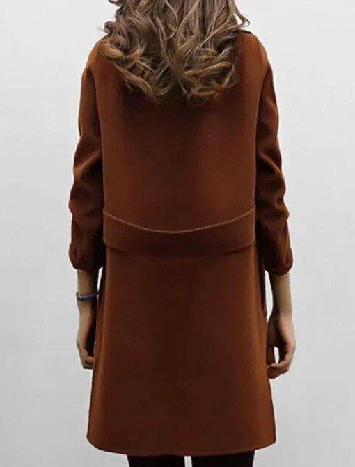Women's Winter Coat Fall Long Overcoat Double Breasted Pea Coat with Belt Windproof Classic Slim Fit Trench Coat Elegant Outerwear Long Sleeve ArmyGreen S
