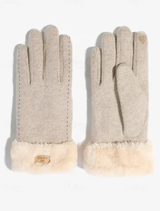 Women's Winter Fleece-Lined Touchscreen Gloves with Heart Detail – Warm and Stylish for Outdoor Cold Weather, Perfect Gift Idea