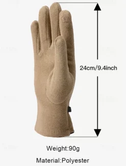 Women's Winter Gloves with Elegant Metal Accent - Warm and Stylish Wool-Blend Design for Cold Weather