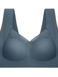 Women's Wireless Bras Fixed Straps Full Coverage V Neck Breathable Pure Color Pull-On Closure Casual Daily Nylon 1PC Black Pink / Bras & Bralettes / 1 PC Home Outfits