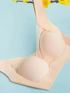 Women's Wireless Bras Fixed Straps Full Coverage V Neck Breathable Pure Color Pull-On Closure Casual Daily Nylon 1PC Black Pink / Bras & Bralettes / 1 PC Home Outfits