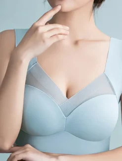 Women's Wireless Bras Fixed Straps Full Coverage V Neck Breathable Pure Color Pull-On Closure Casual Daily Nylon 1PC Black Pink / Bras & Bralettes / 1 PC Home Outfits