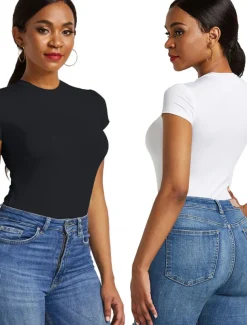 Women's Workout Bodysuit Button Slim Solid Color Crew Neck Active Sport Daily Slim Short Sleeve Green Pink Wine S M L Spring / One Piece / Monokini / Sexy Gym