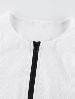 Women's Workout Bodysuit Zipper Solid Color Crew Neck Streetwear Street Daily Loose Fit Sleeveless Black White Red S M L Summer Fall Gym