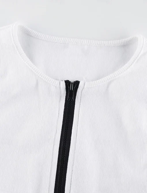 Women's Workout Bodysuit Zipper Solid Color Crew Neck Streetwear Street Daily Loose Fit Sleeveless Black White Red S M L Summer Fall Gym