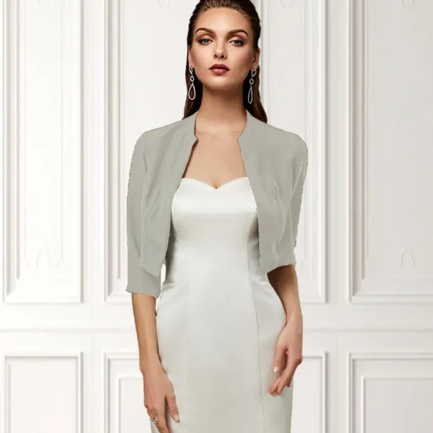 Women's Wrap Bolero Shrug Mother's Wraps Basic Coats / Jackets Elegant 3/4 Length Sleeve Chiffon Wedding Guest Wraps With Pure Color For Party Evening Spring & Summer dress to impress