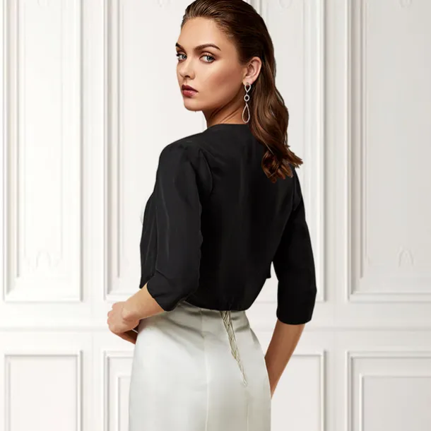 Women's Wrap Bolero Shrug Mother's Wraps Basic Coats / Jackets Elegant 3/4 Length Sleeve Chiffon Wedding Guest Wraps With Pure Color For Party Evening Spring & Summer dress to impress