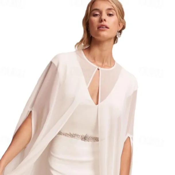 Women's Wrap Bridal's Wraps Elegant Pure Sleeveless Chiffon Wedding Wraps With Pure Color For Wedding Summer