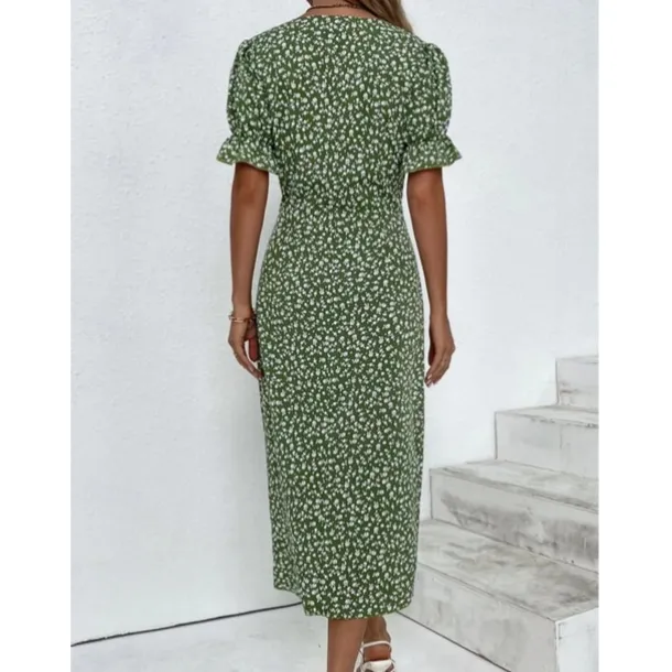 Women's Wrap Dress Floral Ditsy Floral Button Print V Neck Midi Dress Classic Daily Vacation Short Sleeve Summer Spring